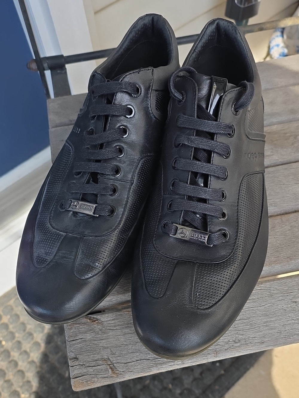 Hugo Boss Mercedes Men's Black Formula 1 F1 Leather Sneakers - Size 43 (US - 10)